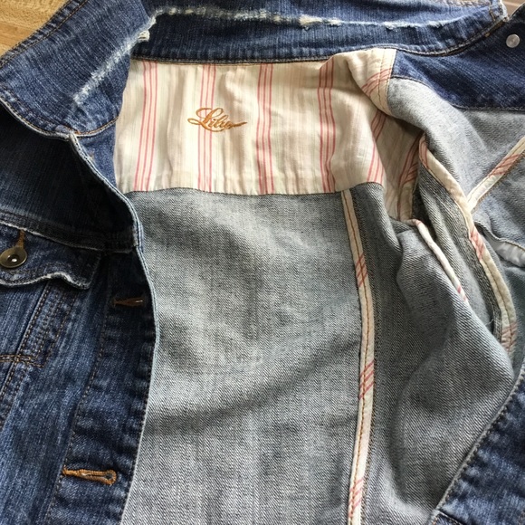 Demin Patch Stitching Distressed Small Jacket - Picture 5 of 15